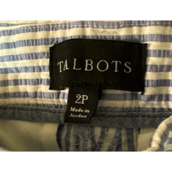 Talbots White Blue Stripe Cotton Cropped Pants Sz 2P - Picture 2 of 6